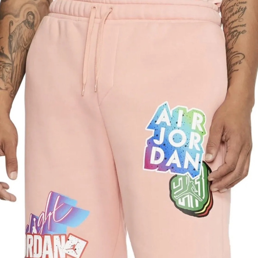 Nike Air Jordan Jumpman Sticker Fleece Shorts Pink Quartz Mens